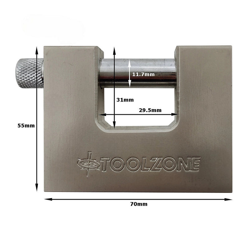 70MM HEAVY DUTY STEEL SHUTTER PADLOCK + 3 SECURITY KEYS SHOP OUTDOOR SAFETY LOCK