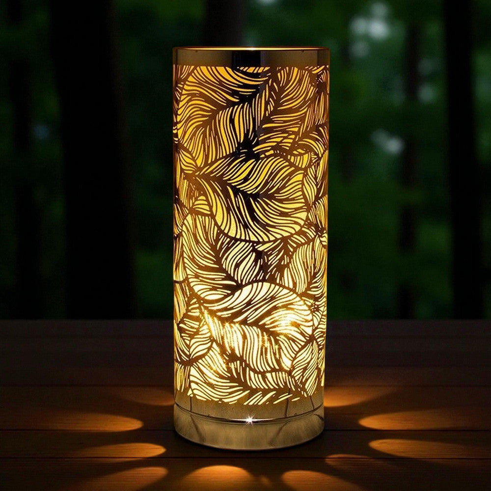 Oil Wax Diffuser Touch Lamp Melter Burner - Silver Amber Leaf