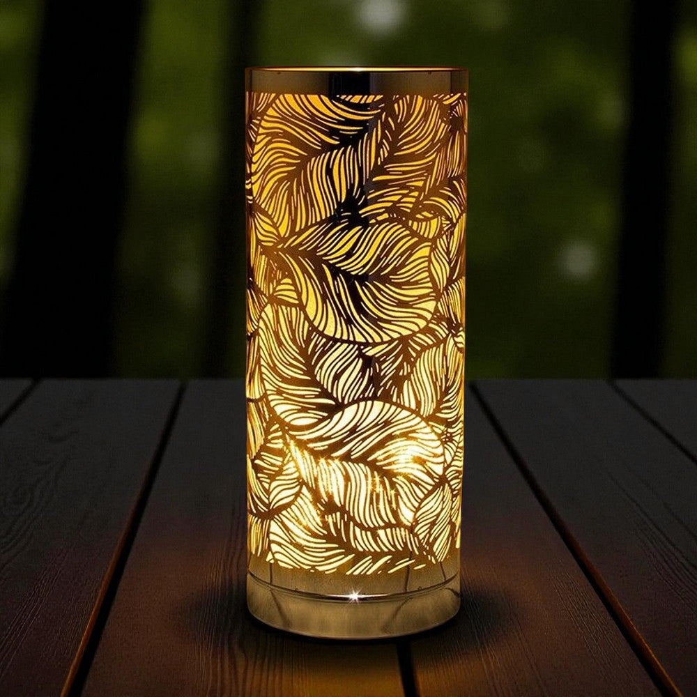 Oil Wax Diffuser Touch Lamp Melter Burner - Silver Amber Leaf