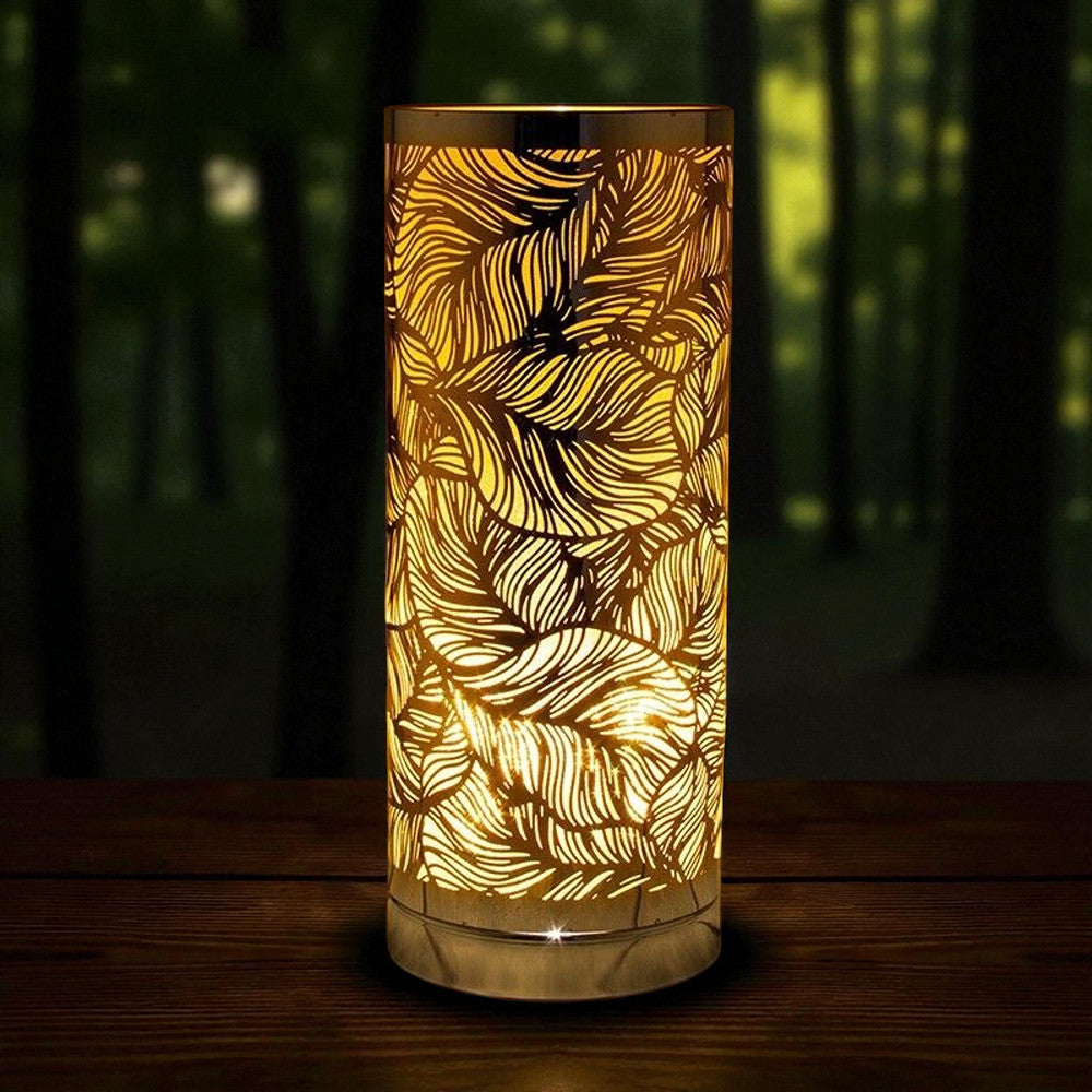 Oil Wax Diffuser Touch Lamp Melter Burner - Silver Amber Leaf