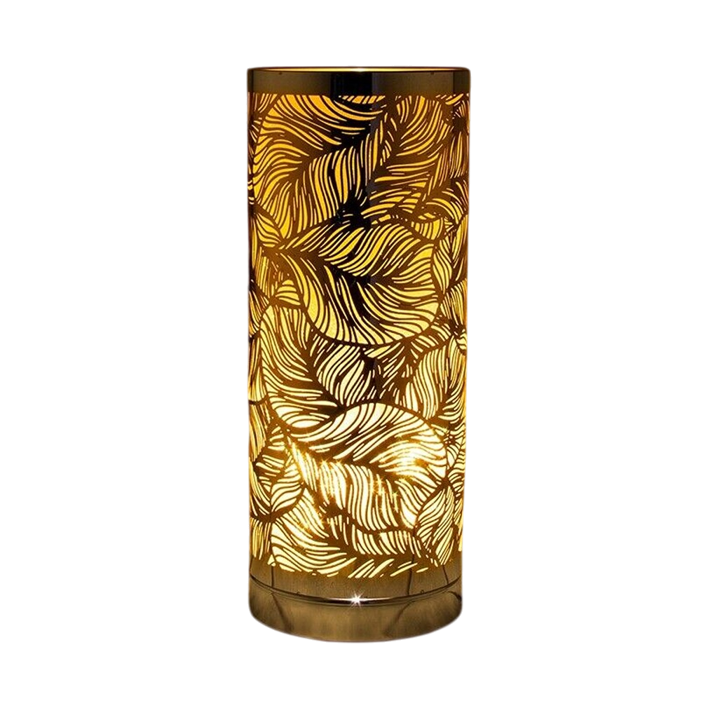 Oil Wax Diffuser Touch Lamp Melter Burner - Silver Amber Leaf