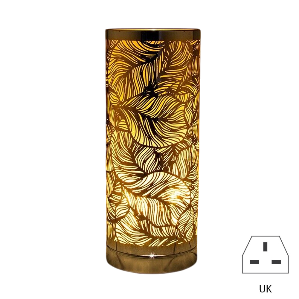 Oil Wax Diffuser Touch Lamp Melter Burner - Silver Amber Leaf