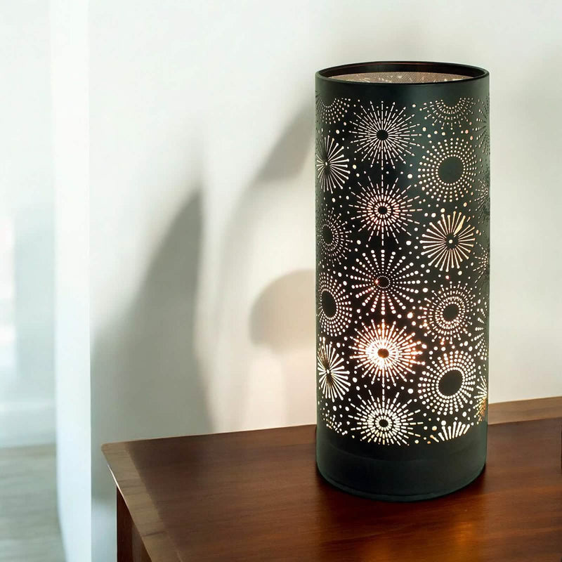 Aroma Touch Lamp Essential Oil Burner Fragrance Diffuser | Black Sparkle Design with 6 Scented Oils