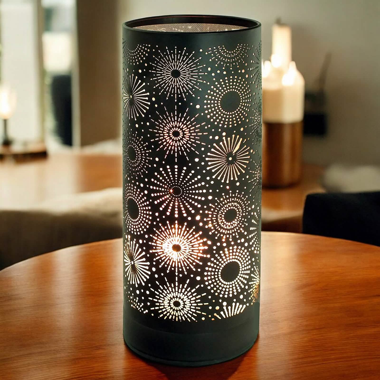Aroma Touch Lamp Wax Tart Warmer & Oil Burner | Fragrance Diffuser with Black Sparkle Design