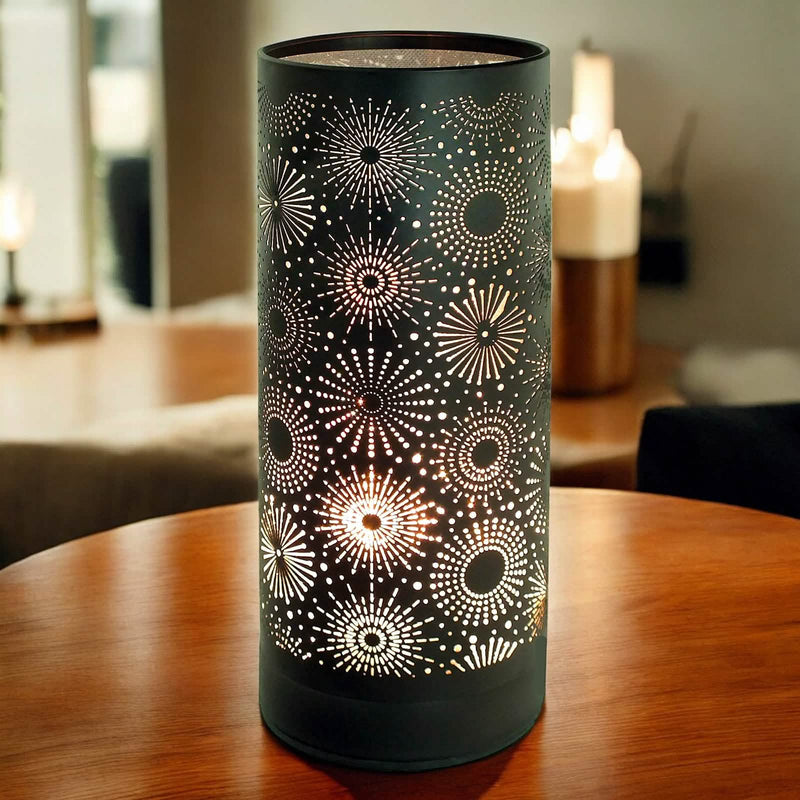 Aroma Touch Lamp Essential Oil Burner Fragrance Diffuser | Black Sparkle Design with 6 Scented Oils