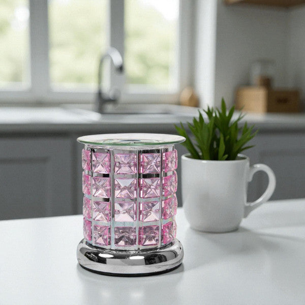 Set Of 2 Aroma Touch Lamp Oil Burner Wax Melter Pink Crystal Fragrance Diffuser