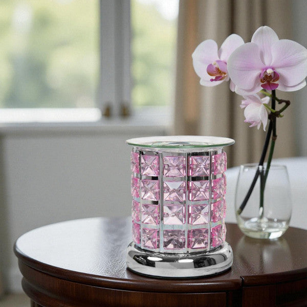 Set Of 2 Aroma Touch Lamp Oil Burner Wax Melter Pink Crystal Fragrance Diffuser