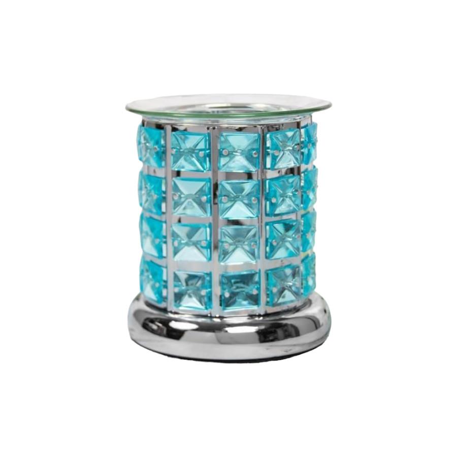 Set Of 2 Aroma Touch Lamp Oil Burner Wax Melter Teal Crystal Fragrance Diffuser