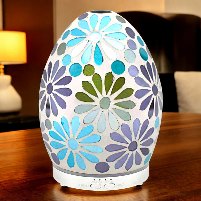 Humidifier and Essential Scented Oil Diffuser Lamp | Flower Mosaic Design with Colour Chaning LEDs