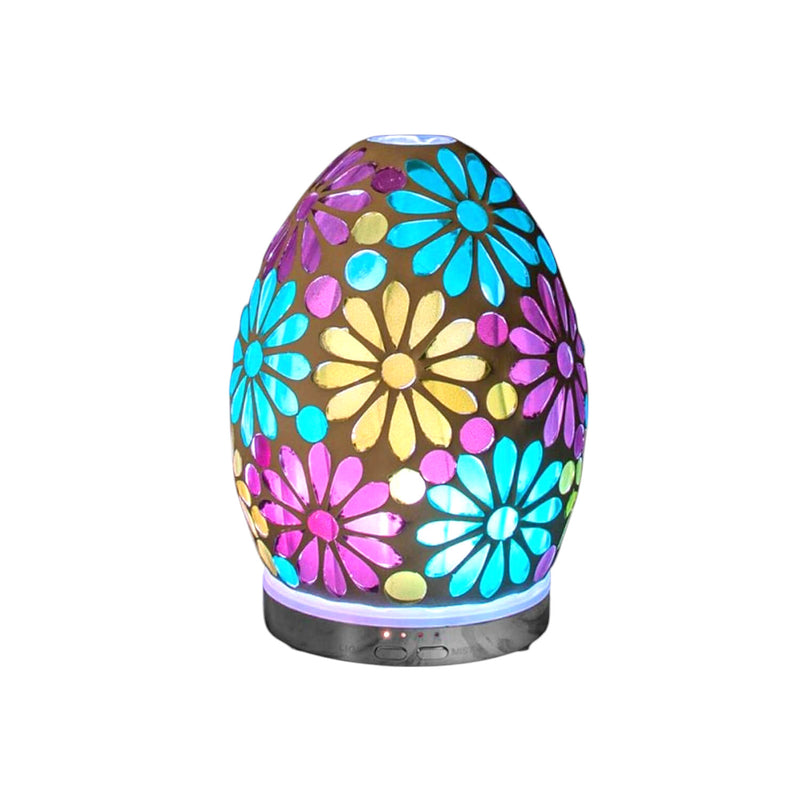 Humidifier and Essential Scented Oil Diffuser Lamp | Flower Mosaic Design with Colour Chaning LEDs