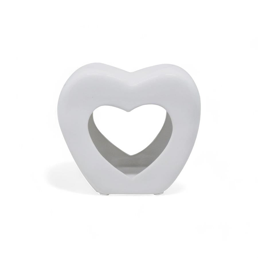 Set of 2 White Heart Tea Light Wax Melt Warmer Oil Burner