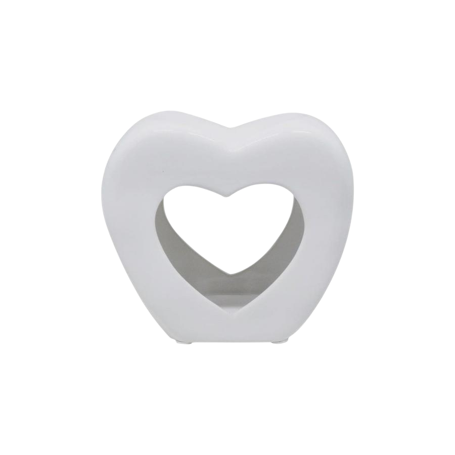 Set of 2 White Heart Tea Light Wax Melt Warmer Oil Burner