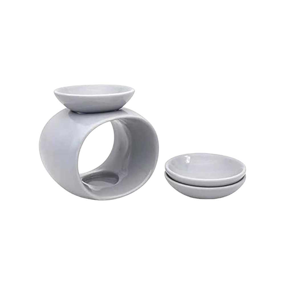 Set Of 2 White Oval Tea Light Wax Melt Warmer Oil Burner