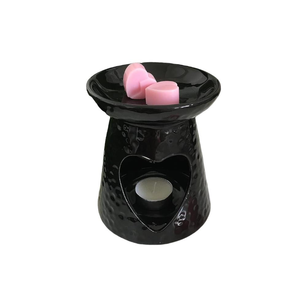 2 x Wax Oil Warmer Black Burner Ceramic Melter Aroma Aromatherapy Fragrance