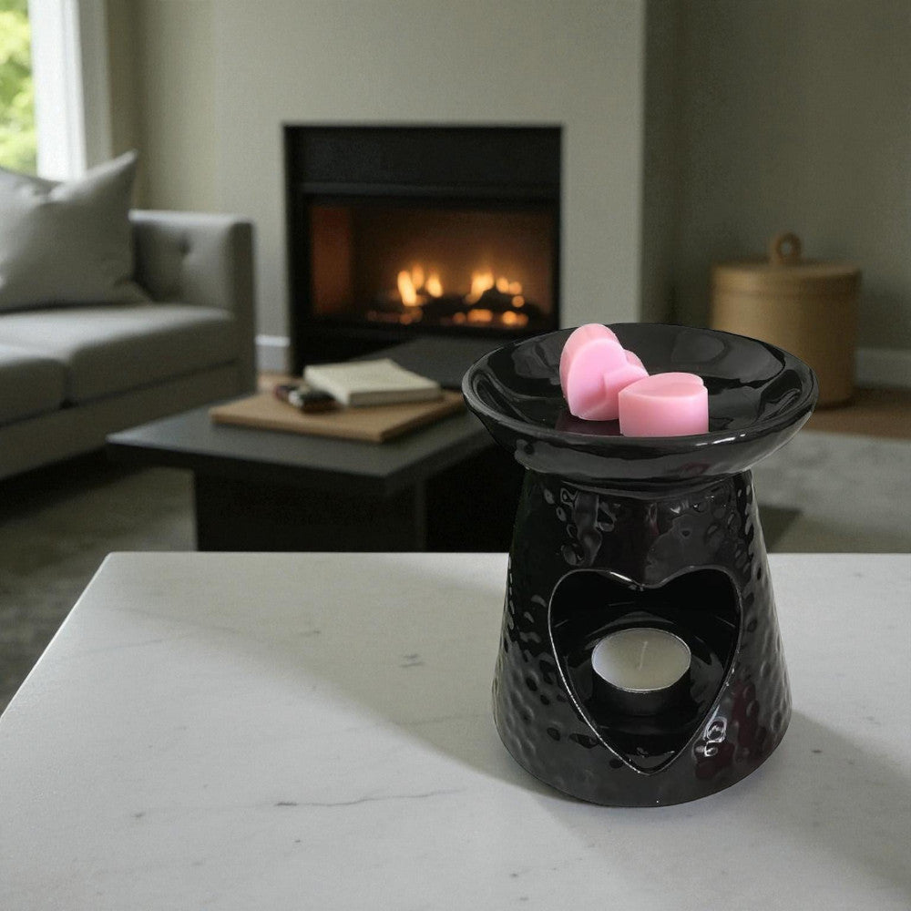 2 x Wax Oil Warmer Black Burner Ceramic Melter Aroma Aromatherapy Fragrance