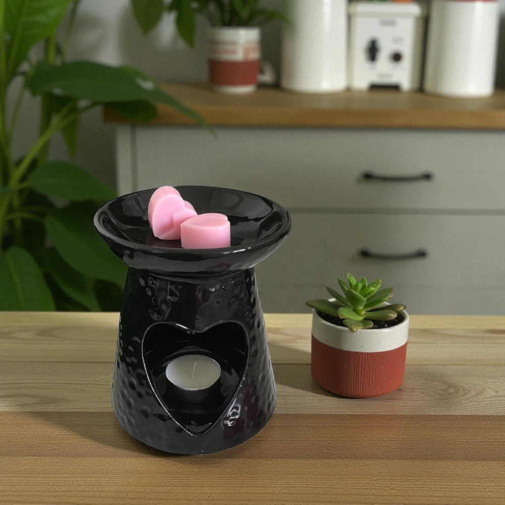 2 x Wax Oil Warmer Black Burner Ceramic Melter Aroma Aromatherapy Fragrance