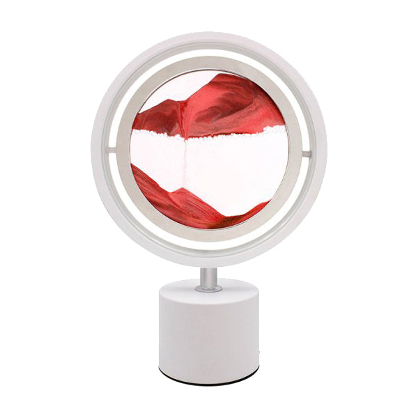 Quicksand LED Table Lamp 3D Motion Sand Art Light with Adjustable Brightness | White with Red Sand
