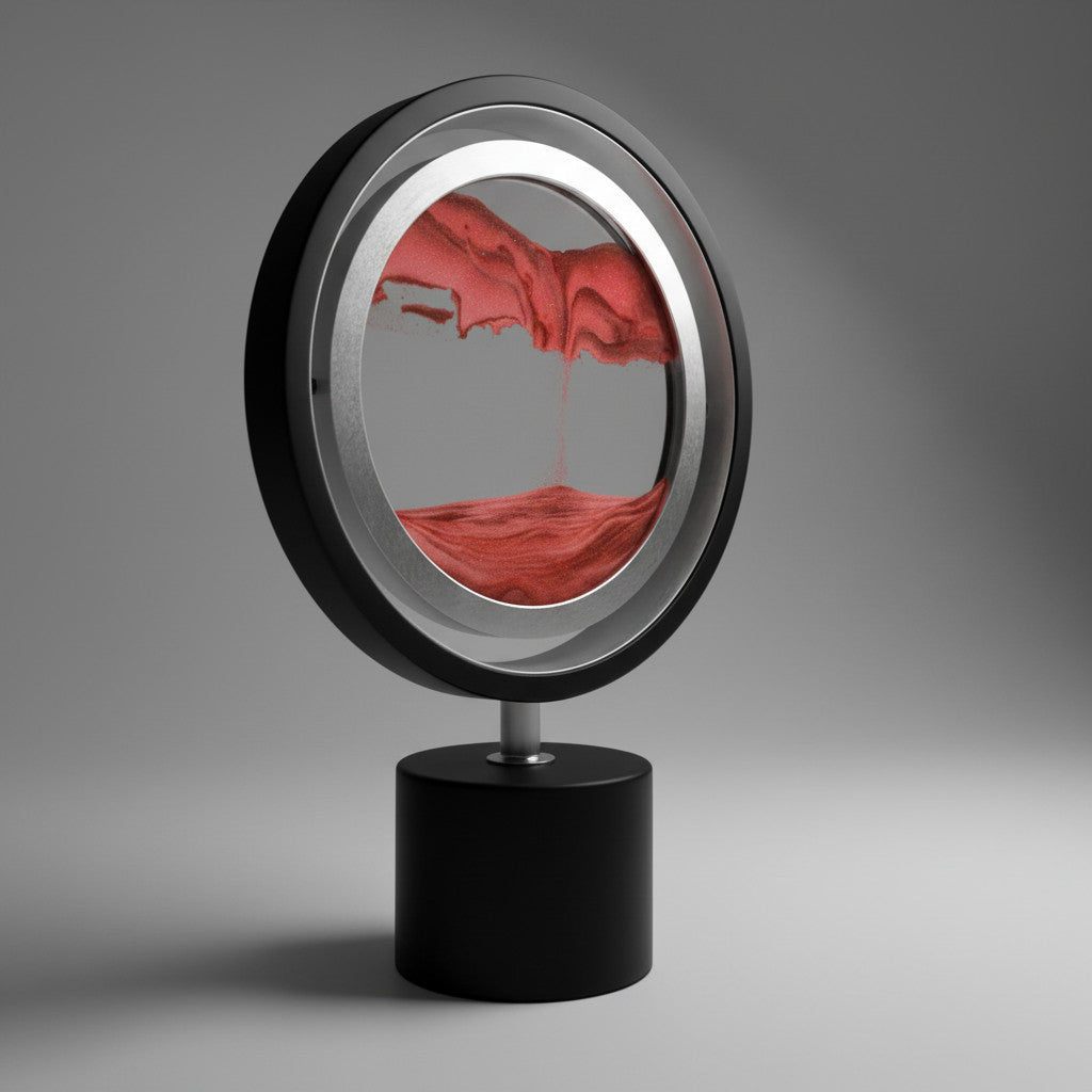 Quicksand LED Table Lamp 3D Motion Sand Art Light with Adjustable Brightness | Black with Red Sand
