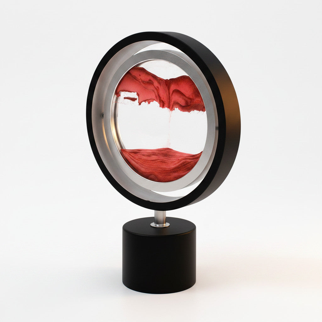 Quicksand LED Table Lamp 3D Motion Sand Art Light with Adjustable Brightness | Black with Red Sand