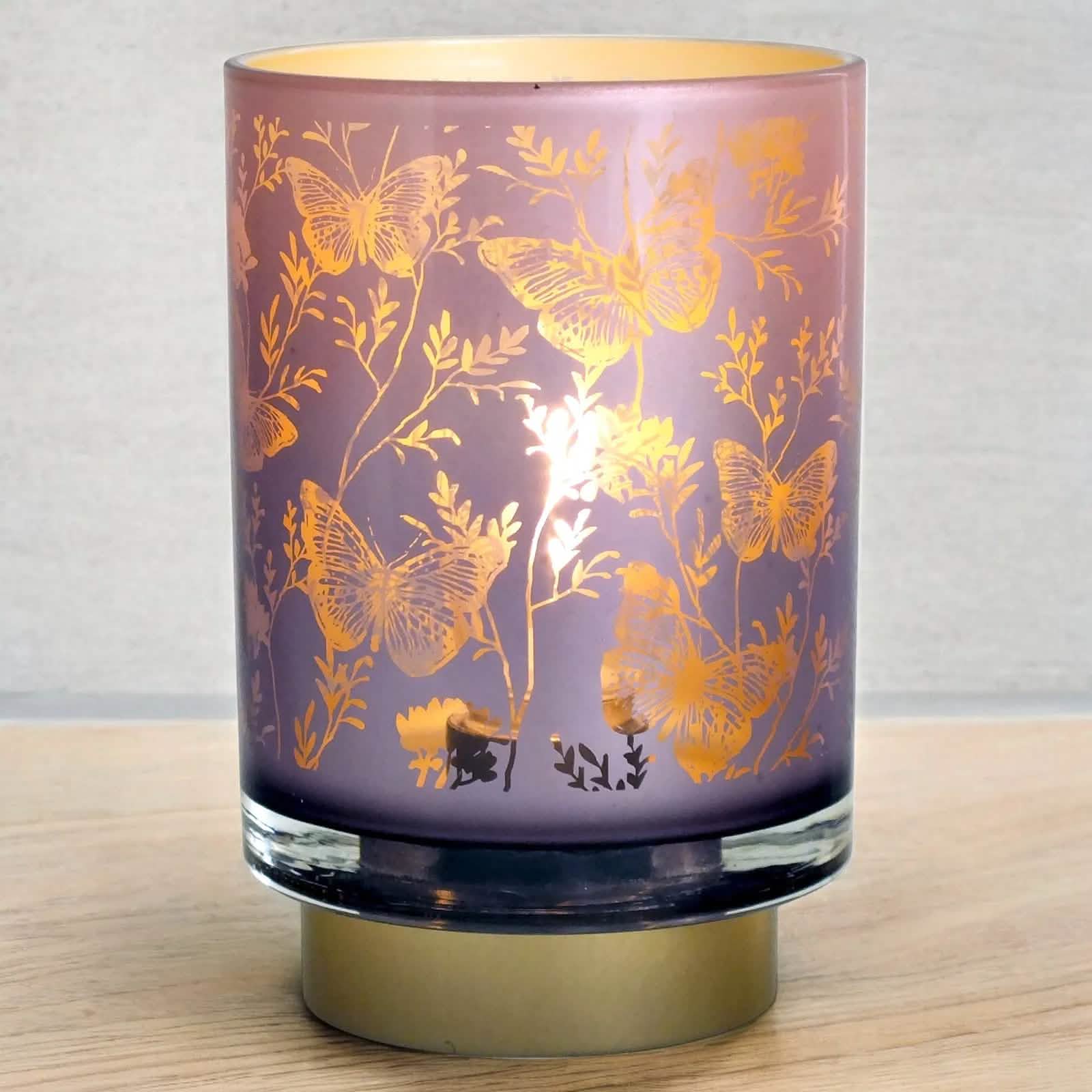 LED Table Lamps Battery Operated Cordless Glass Lights | Flowers, Leaves, Butterflies or Love Design