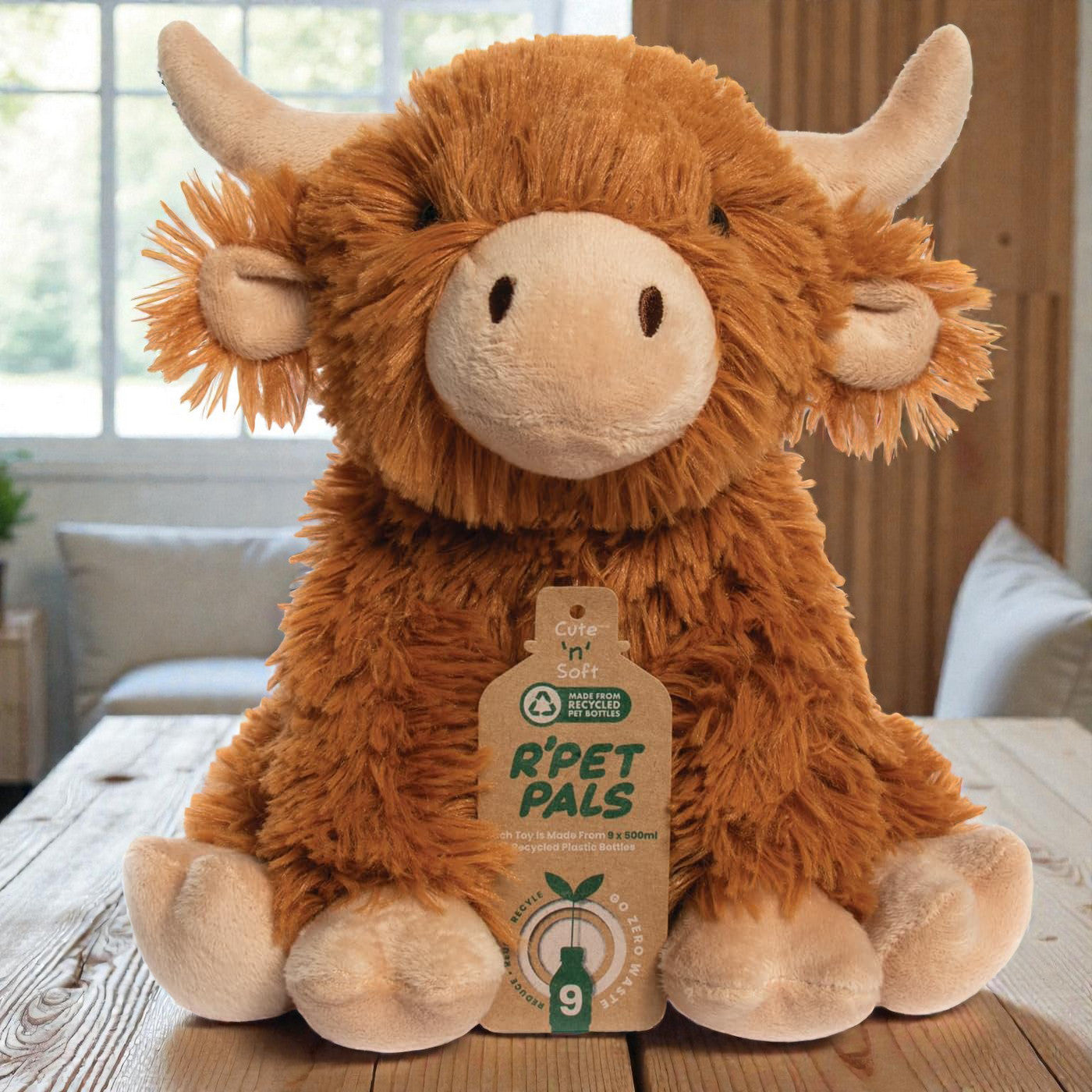 Hughie the Highland Cow Kids Teddy Plush Cuddly Animal Soft Toy | R'Pet Pals - Made from Recycled Plastic Bottles