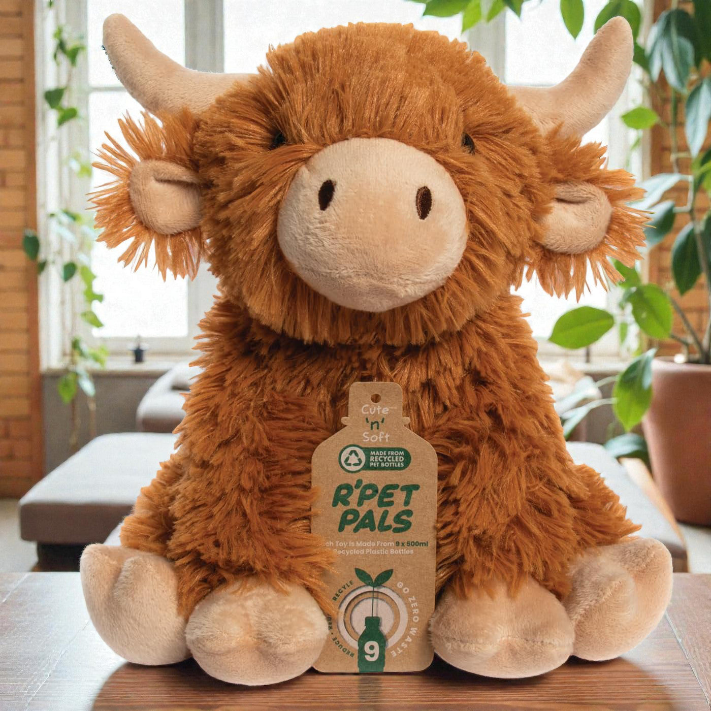Hughie the Highland Cow Kids Teddy Plush Cuddly Animal Soft Toy | R'Pet Pals - Made from Recycled Plastic Bottles