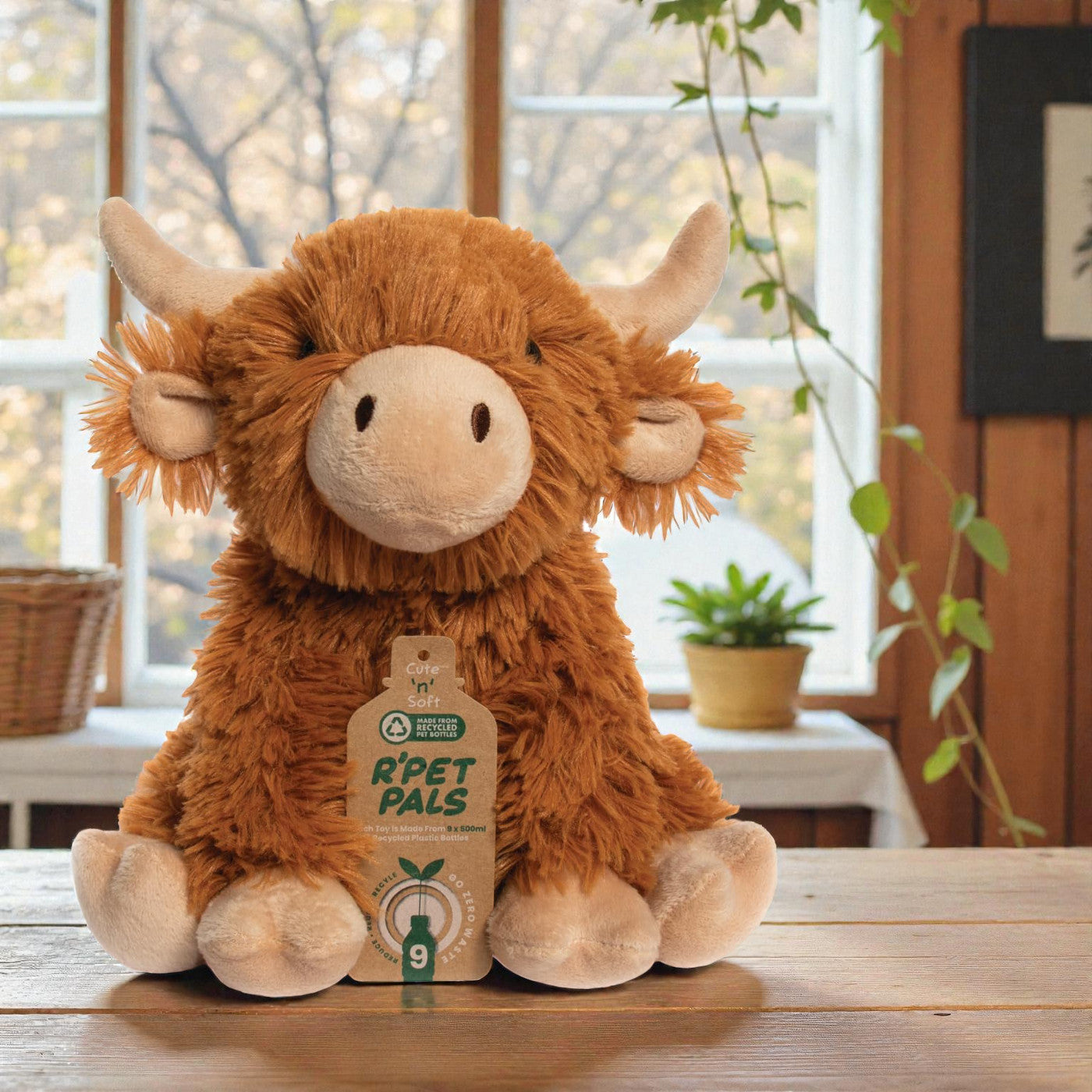Hughie the Highland Cow Kids Teddy Plush Cuddly Animal Soft Toy | R'Pet Pals - Made from Recycled Plastic Bottles