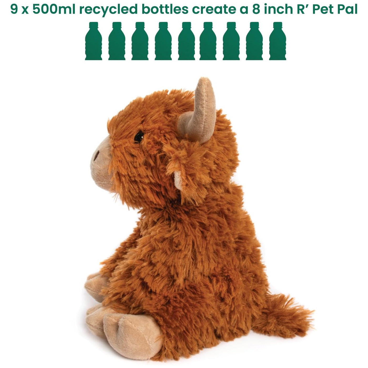 Hughie the Highland Cow Kids Teddy Plush Cuddly Animal Soft Toy | R'Pet Pals - Made from Recycled Plastic Bottles