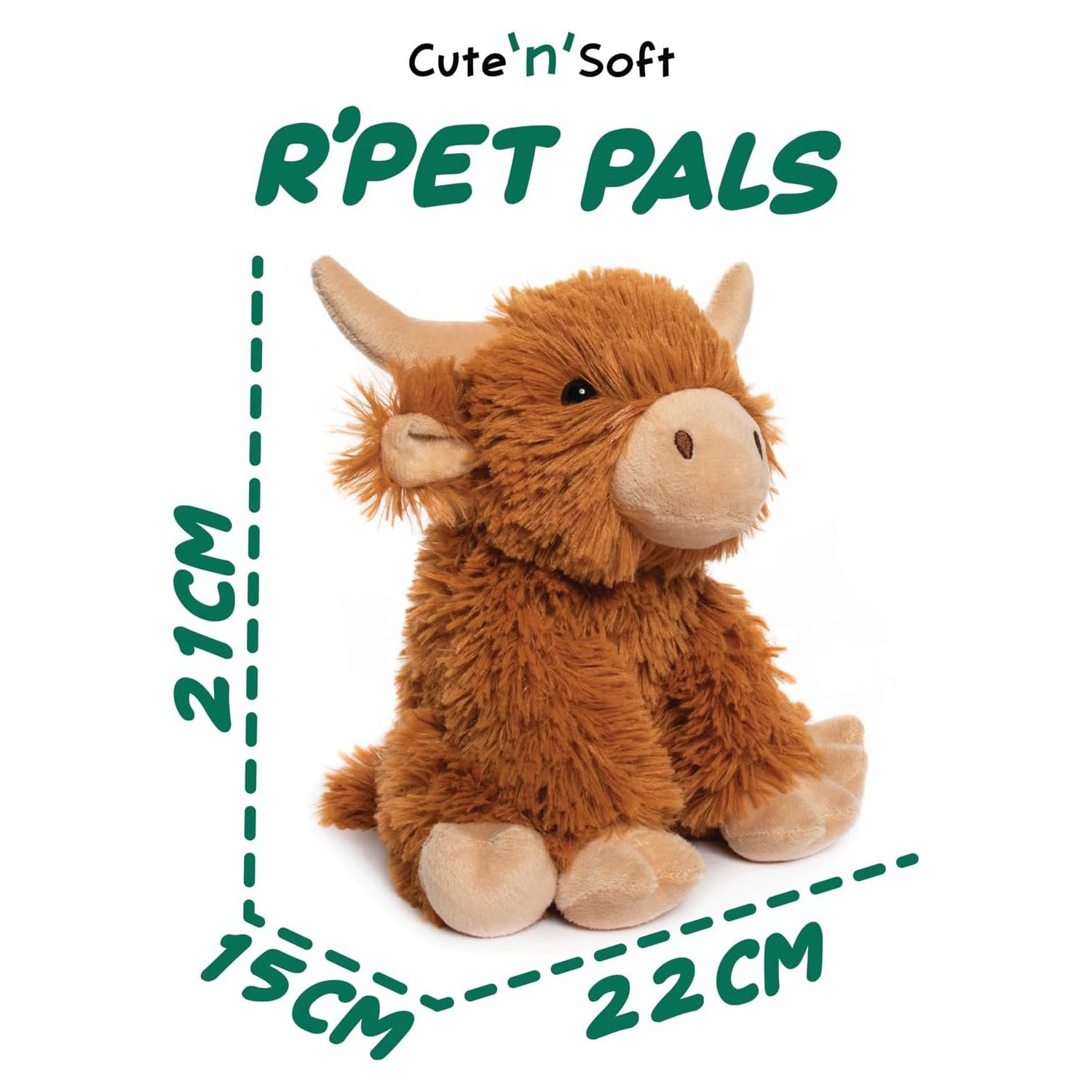 Hughie the Highland Cow Kids Teddy Plush Cuddly Animal Soft Toy | R'Pet Pals - Made from Recycled Plastic Bottles