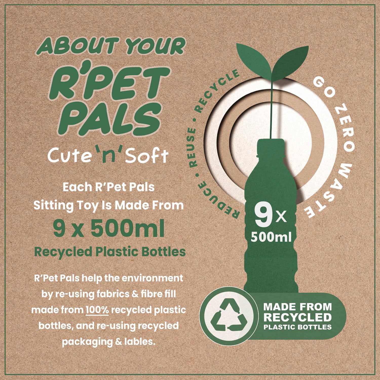 Hughie the Highland Cow Kids Teddy Plush Cuddly Animal Soft Toy | R'Pet Pals - Made from Recycled Plastic Bottles