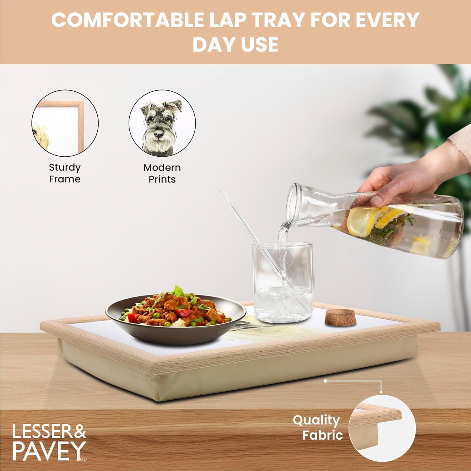 Schnauzer Dog Lap Tray Cushioned Laptop Tray with Padded Beanbag Base | Ideal for TV Dinners or Bed