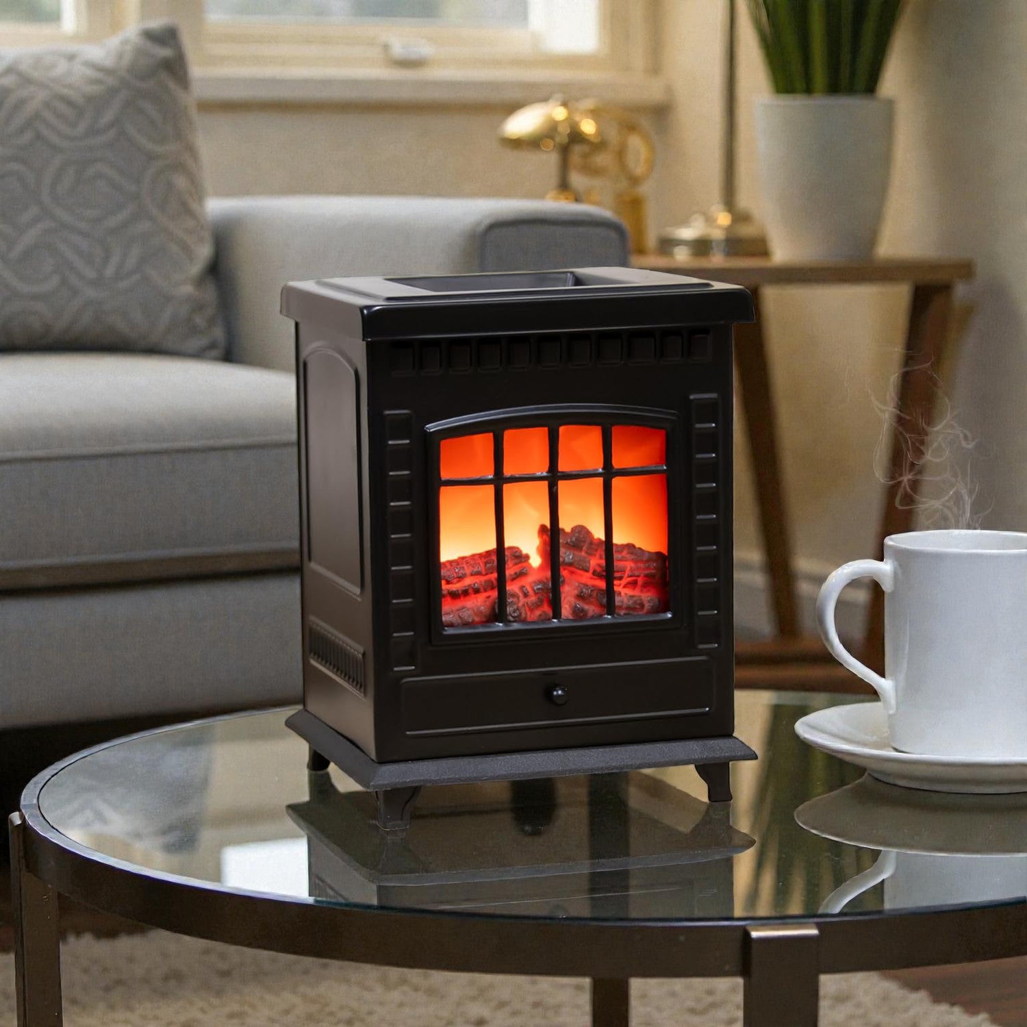 Electric Wax Melt Tart Warmer & Oil Burner | Aroma Lamp Fragrance Diffuser | Mini Log Burning Stove