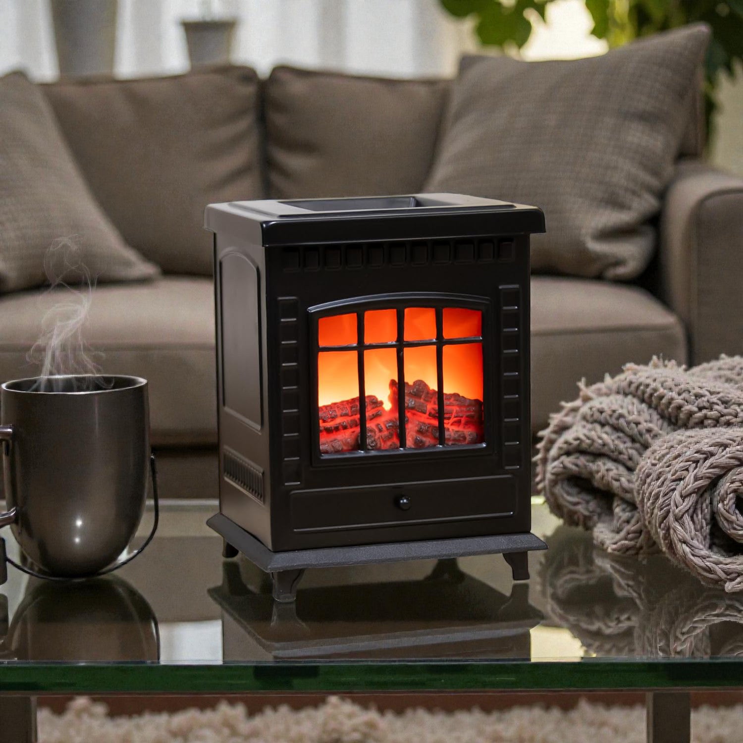 Electric Wax Melt Tart Warmer & Oil Burner | Aroma Lamp Fragrance Diffuser | Mini Log Burning Stove