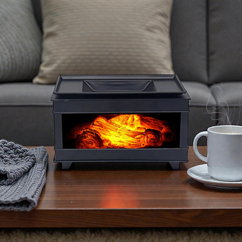 Scented Wax Melt Warmer Oil Burner Electric Log Fire Effect Aroma Diffuser Lamp