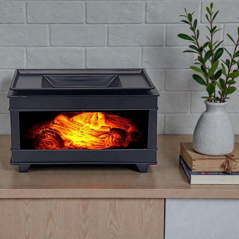 Scented Wax Melt Warmer Oil Burner Electric Log Fire Effect Aroma Diffuser Lamp