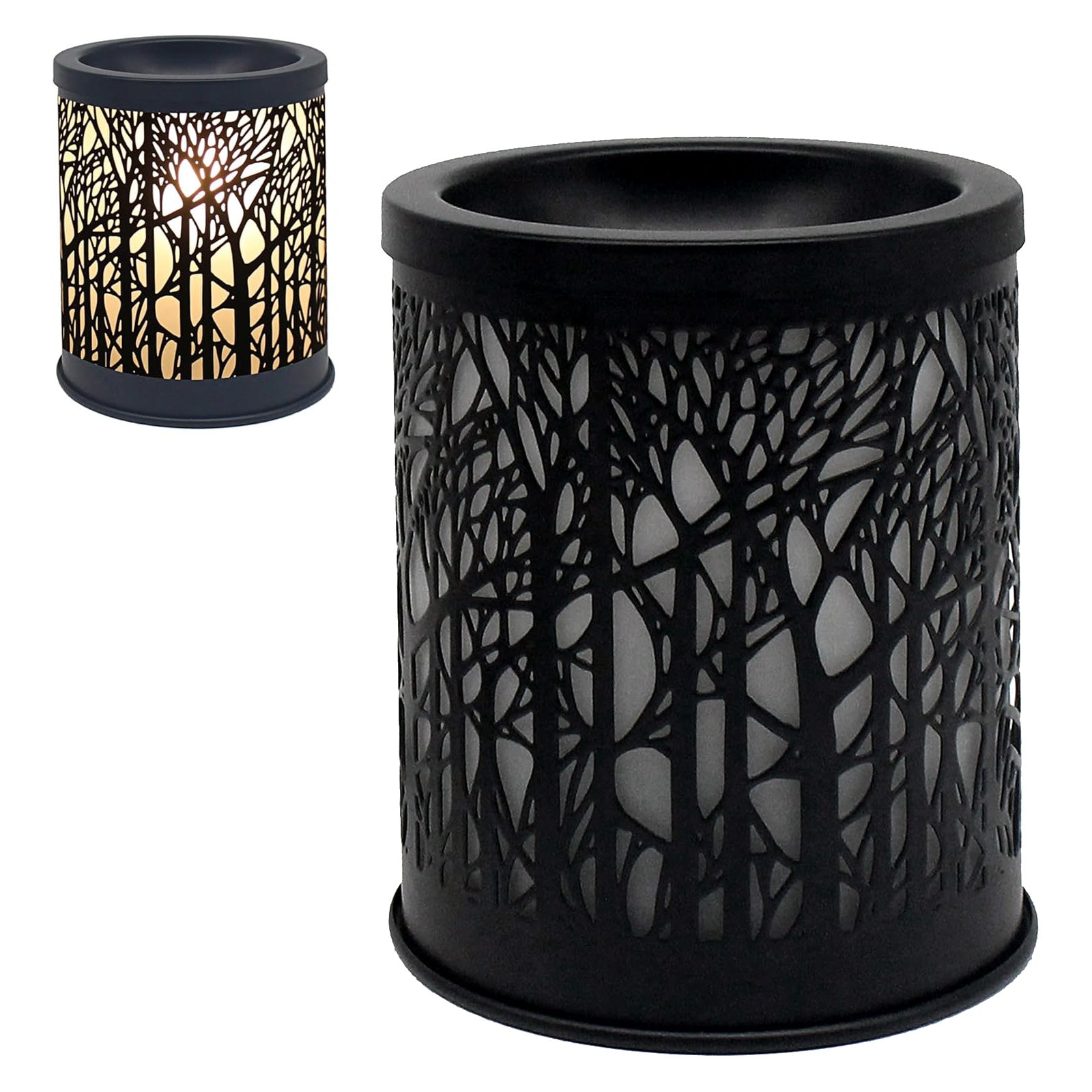 Scented Wax Melt Warmer & Essential Oil Burner Fragrance Diffuser | Aroma Lamp with Black Forest Silhouette