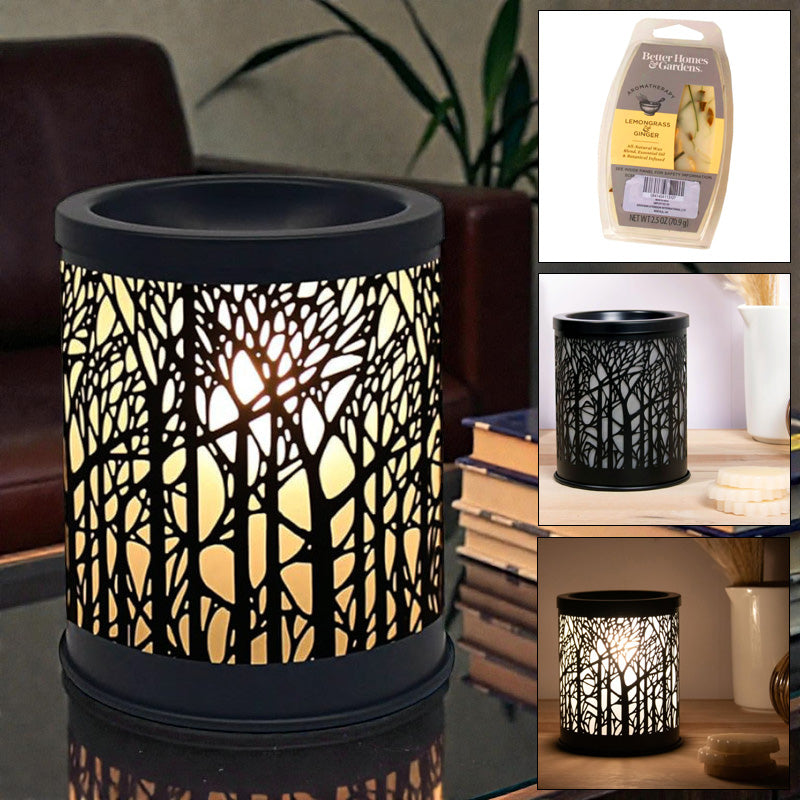 Electric Aroma Lamp Scented Wax Warmer & Oil Burner Fragrance Diffuser plus Lemongrass Wax Melts