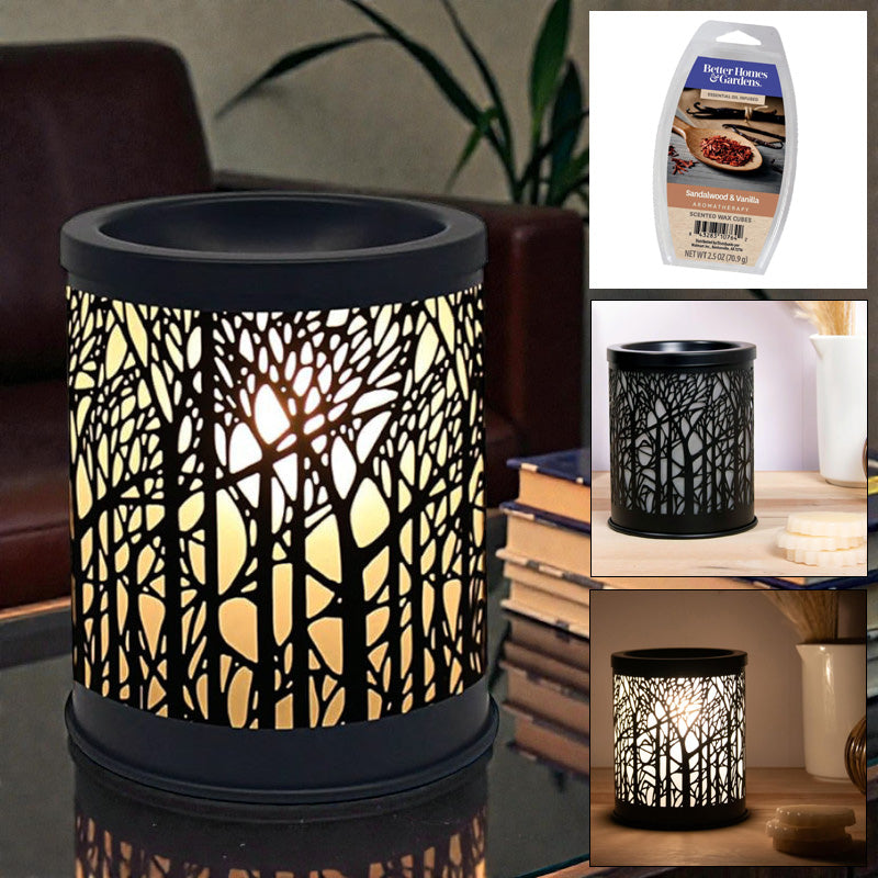Electric Aroma Lamp Scented Wax Warmer & Oil Burner Fragrance Diffuser plus Sandalwood Wax Melts