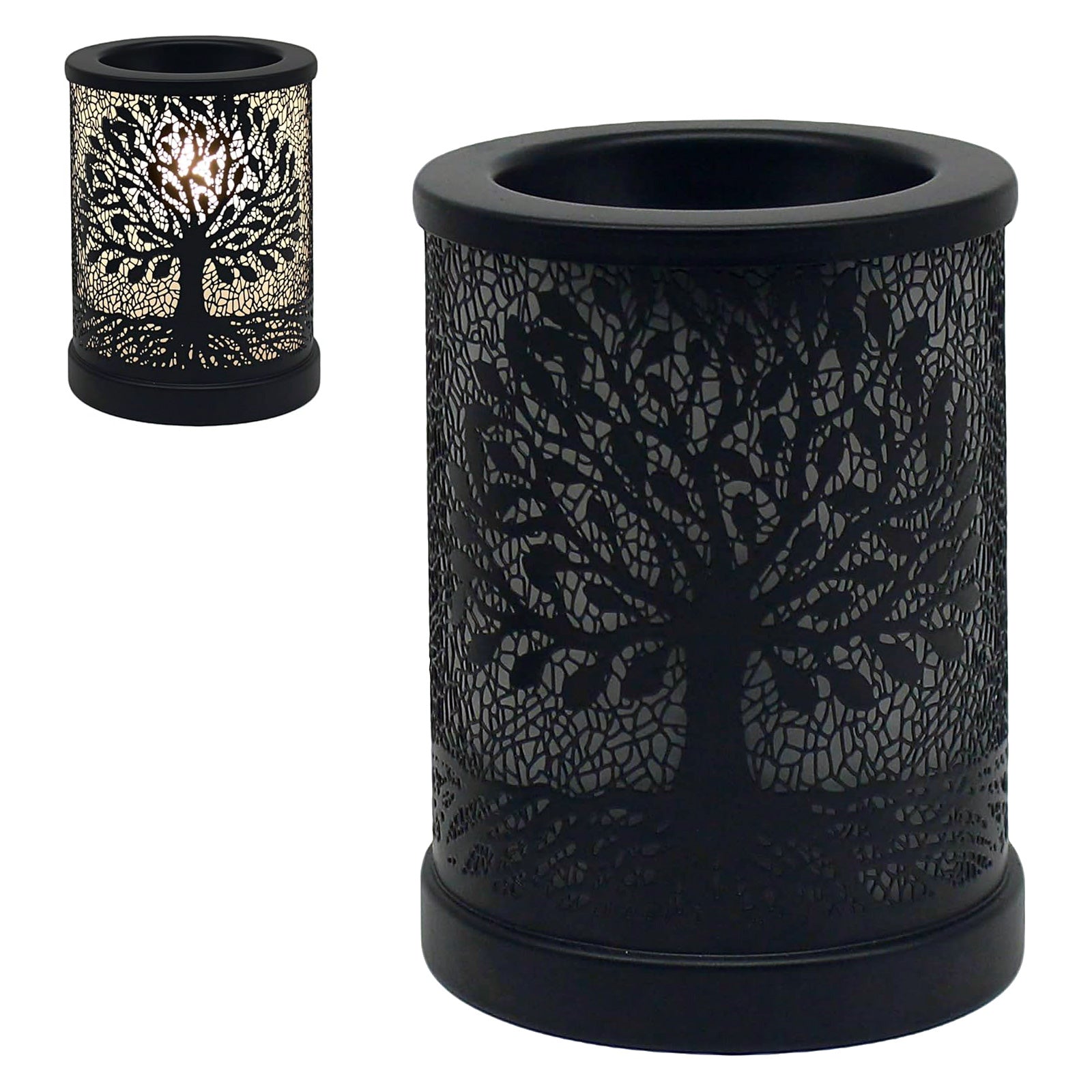 Tree of Life Oil Burner and Scented Wax Warmer plus Tangerine Wax Melts | Aroma Fragrance Diffuser Lamp