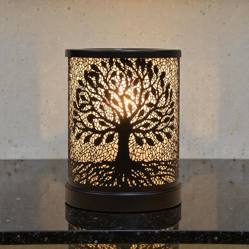 Tree of Life Oil Burner and Scented Wax Warmer plus Sandalwood Wax Melts | Aroma Fragrance Diffuser Lamp