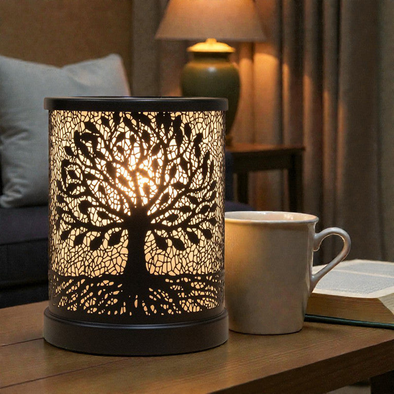 Electric Oil Burner Scented Wax Tart Warmer Aroma Lamp Fragrance Diffuser | Black Tree Silhouette Design