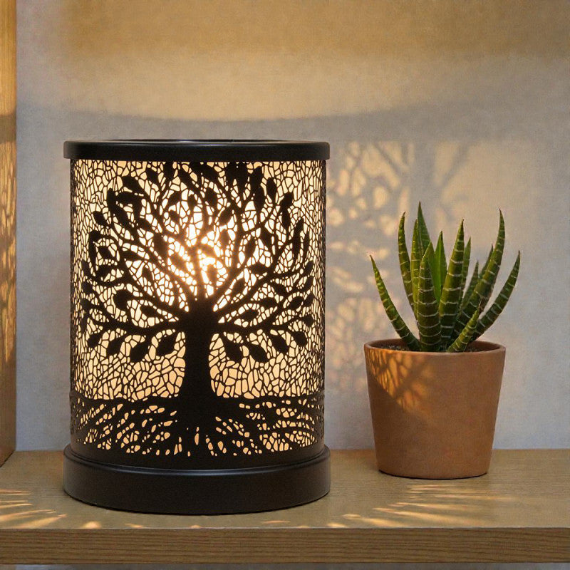 Tree of Life Oil Burner and Scented Wax Warmer plus Lemongrass Wax Melts | Aroma Fragrance Diffuser Lamp
