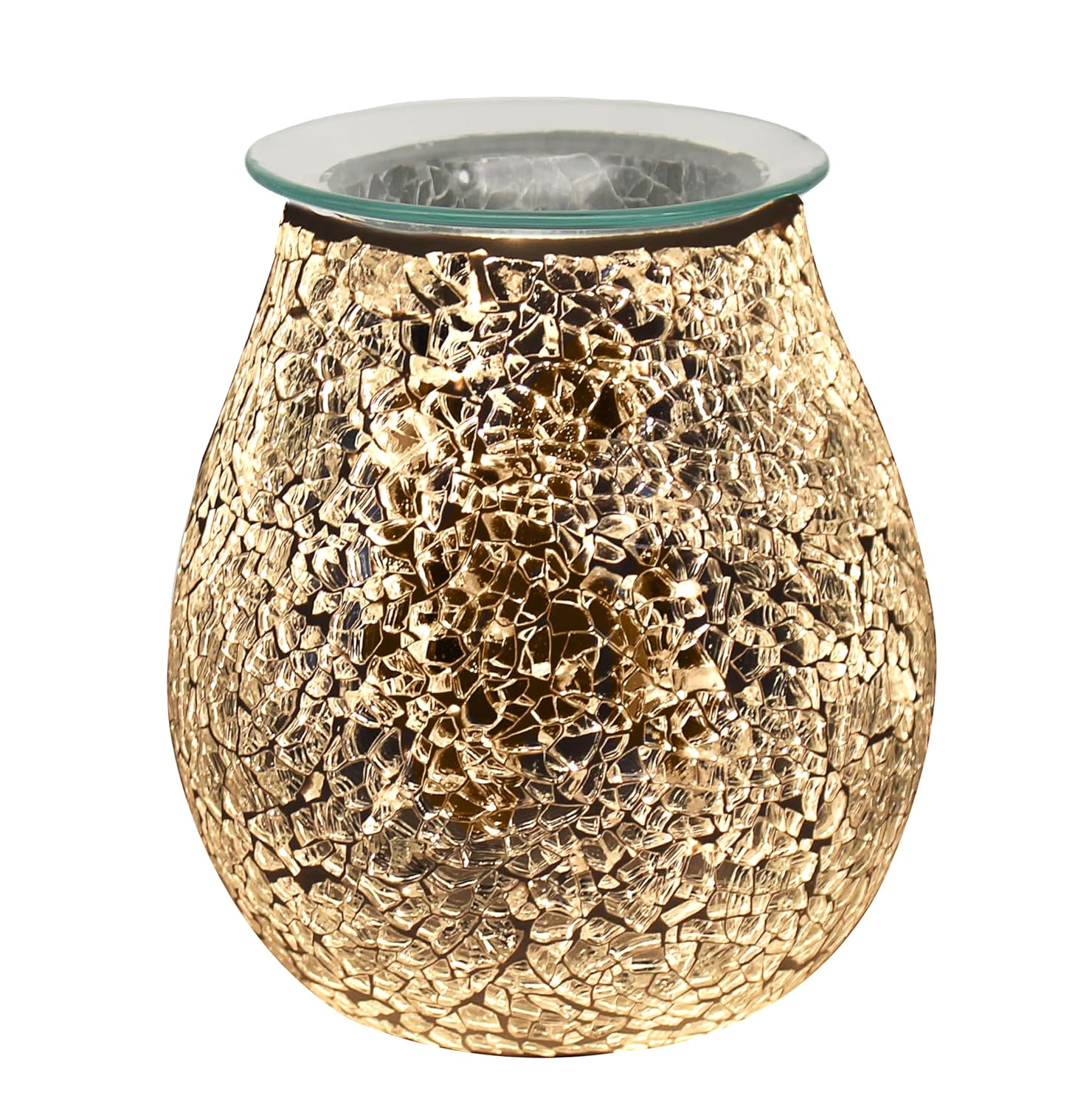 Wax Tart Warmer and Oil Burner Aroma Diffuser plus Scented Wax Melts | Silver Crackle Mosaic Design