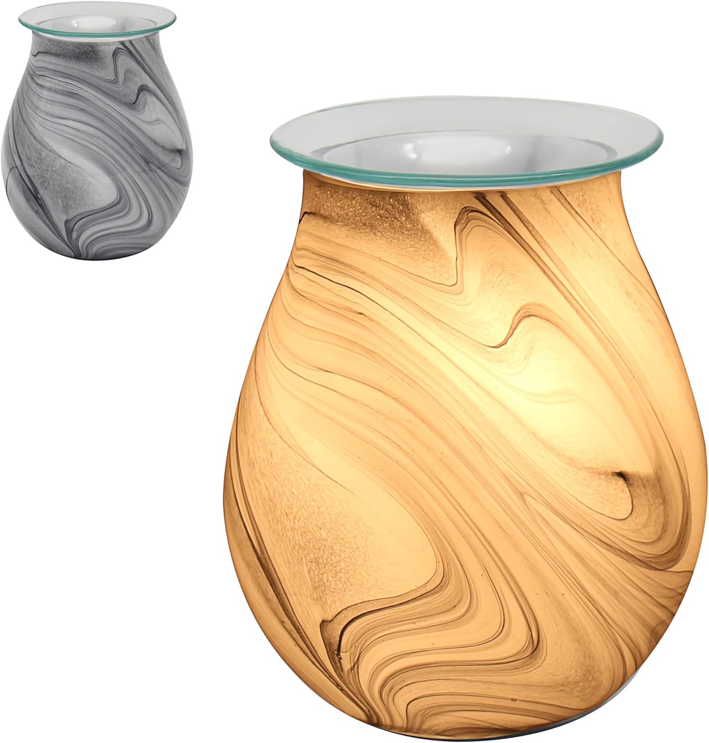 Electric Wax Oil Burner Grey Swirl Marble Effect Aroma Melt Warmer