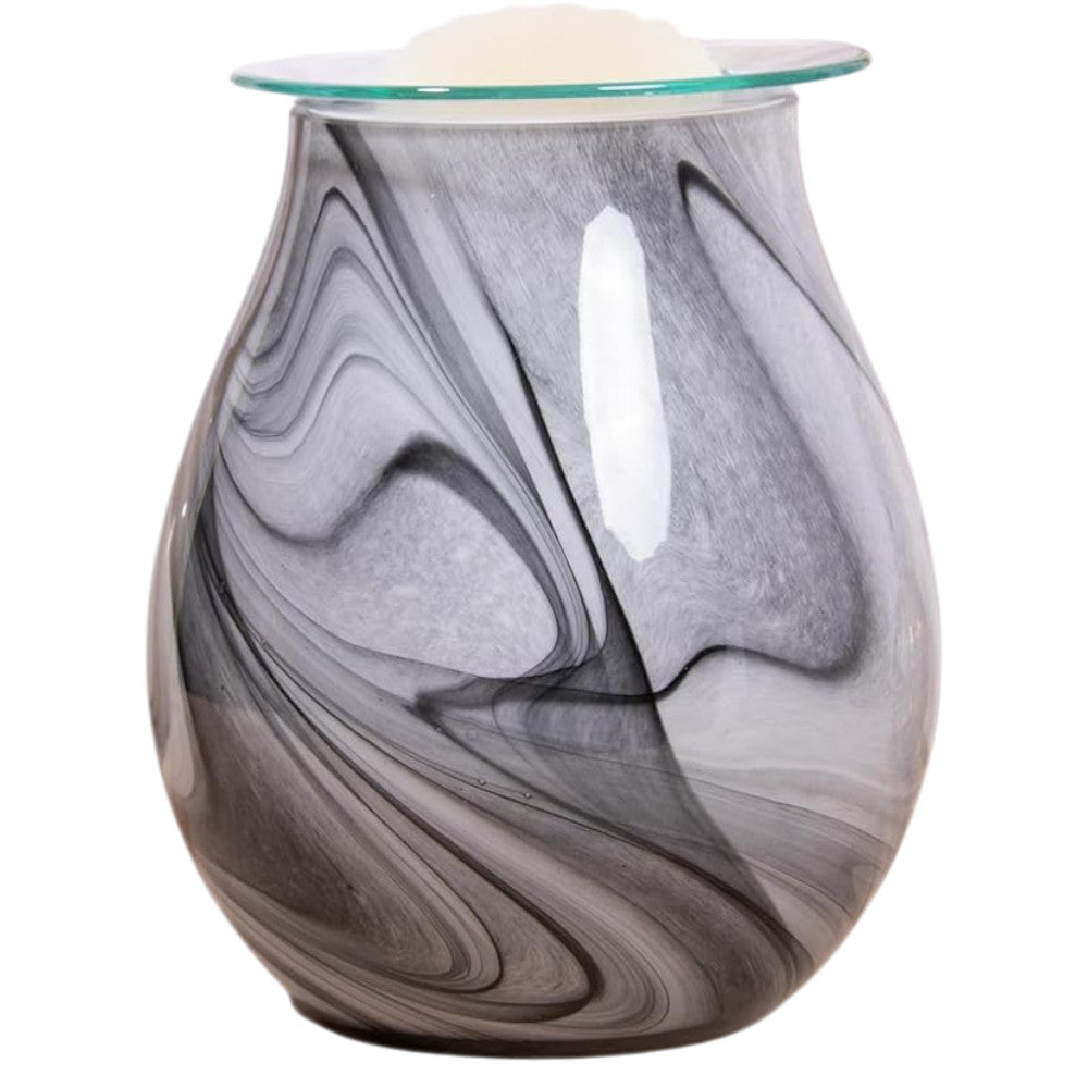 Electric Wax Oil Burner Grey Swirl Marble Effect Aroma Melt Warmer
