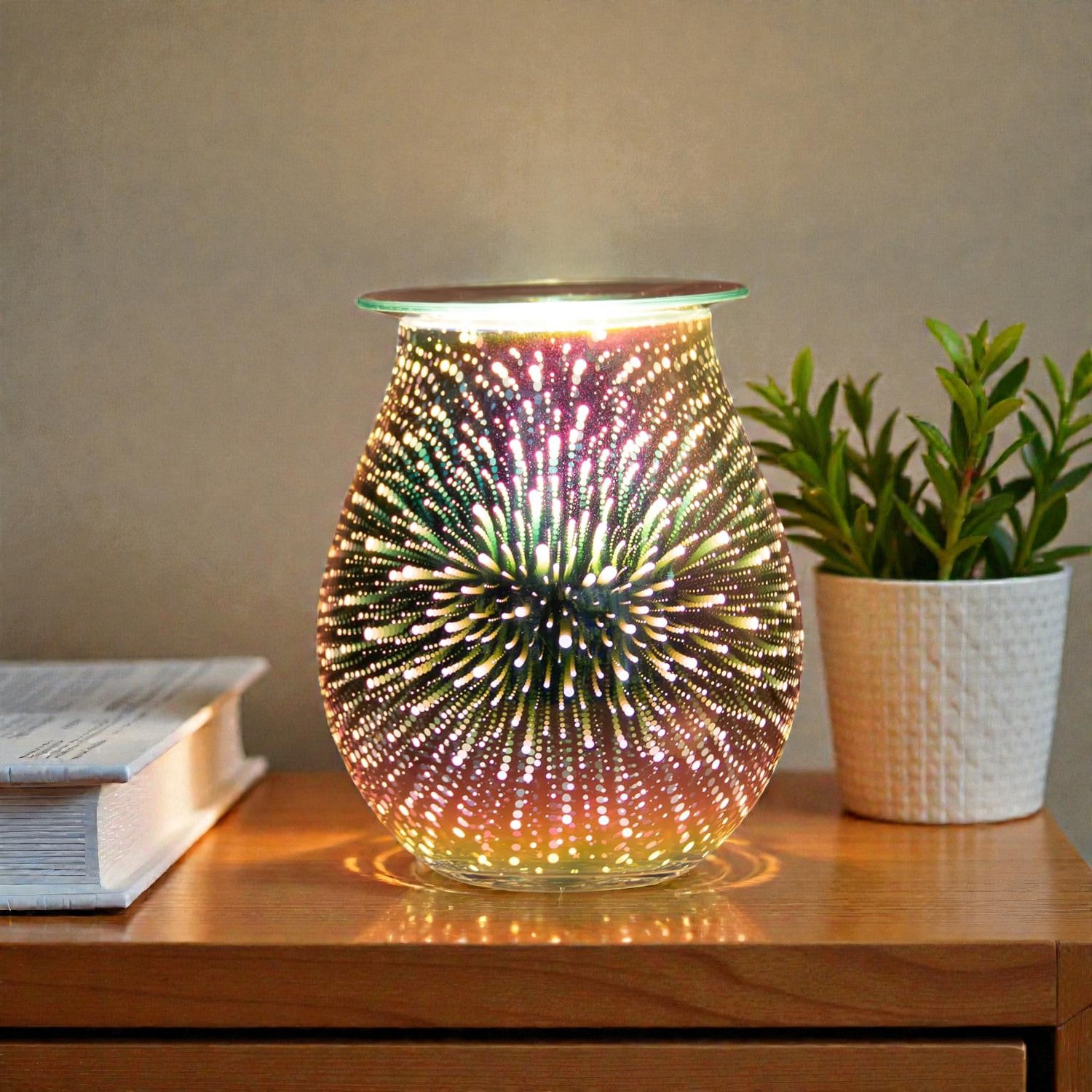 Electric Aroma Lamp Fragrance Diffuser Wax Melt Warmer & Oil Burner | 3D Starburst Effect