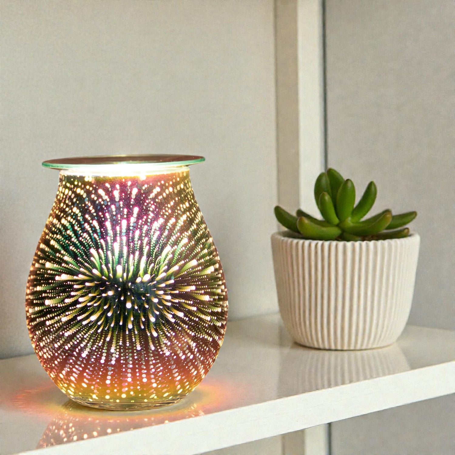 Electric Aroma Lamp Fragrance Diffuser Wax Melt Warmer & Oil Burner | 3D Starburst Effect