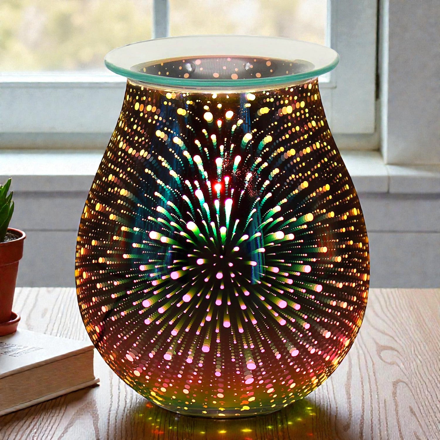 Electric Aroma Lamp Fragrance Diffuser Wax Melt Warmer & Oil Burner | 3D Starburst Effect