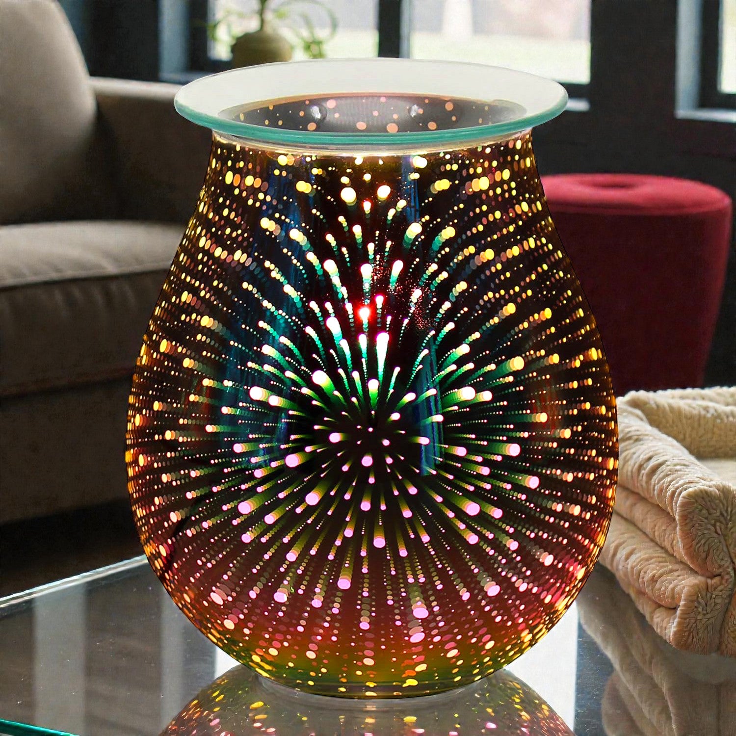 Electric Aroma Lamp Fragrance Diffuser Wax Melt Warmer & Oil Burner | 3D Starburst Effect