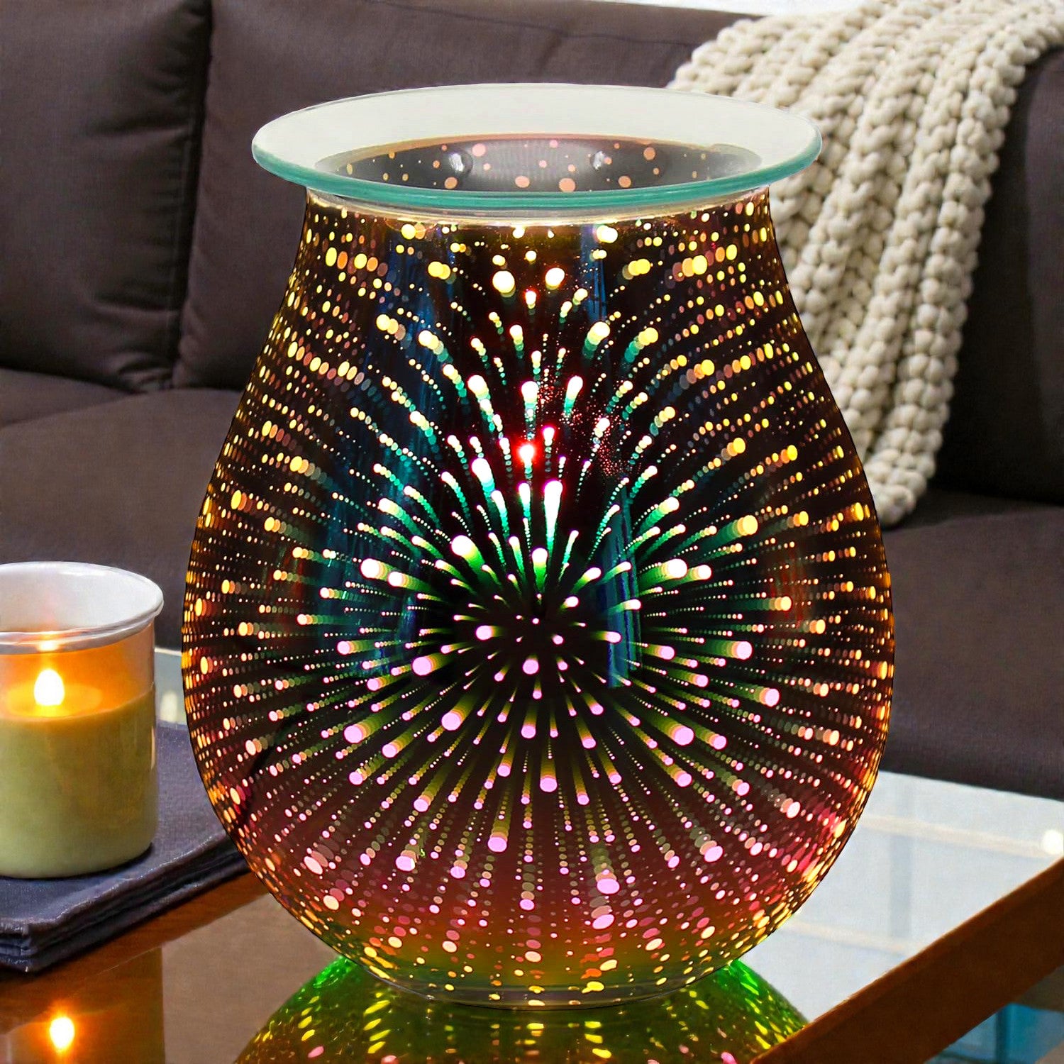 Electric Aroma Lamp Fragrance Diffuser Wax Melt Warmer & Oil Burner | 3D Starburst Effect